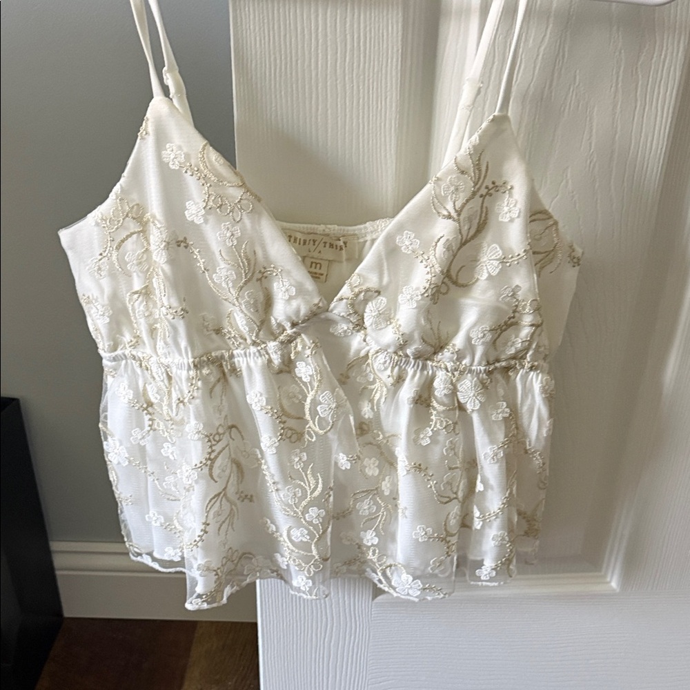 Thirty Thirty LA White and Gold Top - Picture 2 of 4